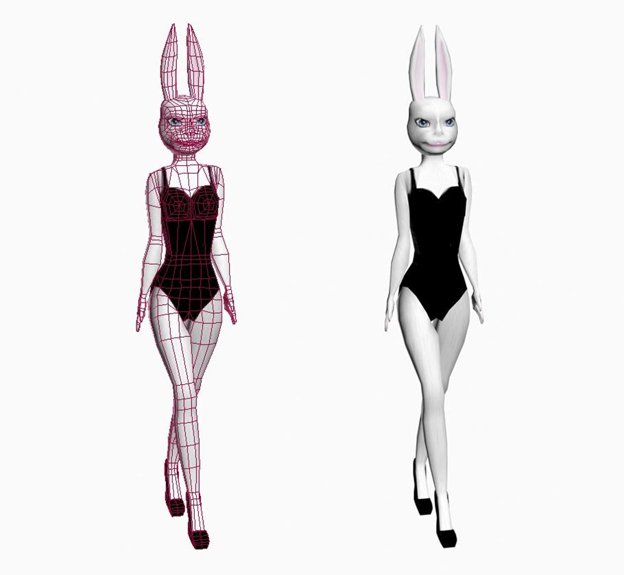3D 3dsmax game rabbit hole rabbit FOX detective polar stripper city town Sincity Black Sad