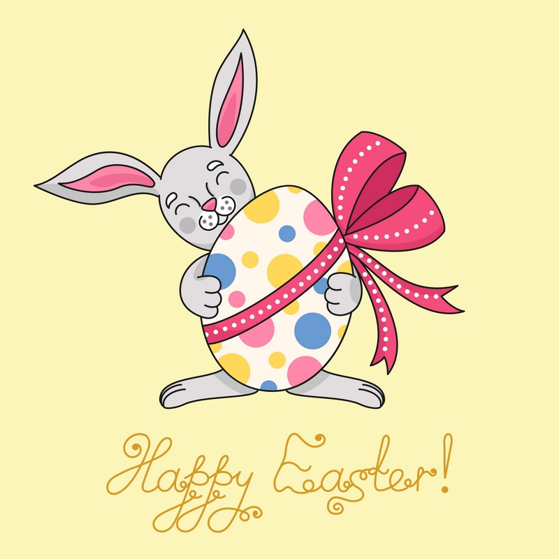Easter bunny hare rabbit egg card Holiday Character animal Mascot