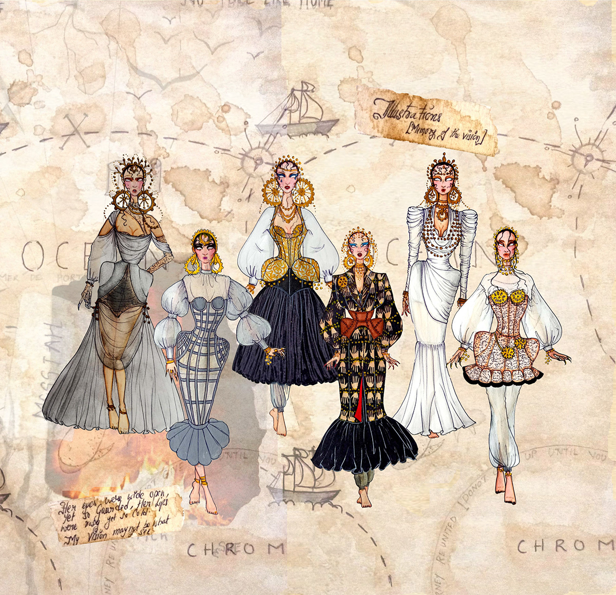 art Fashion  graduationproject graphics gypsy ILLUSTRATION  portfolio fashion design goddess graduation collection
