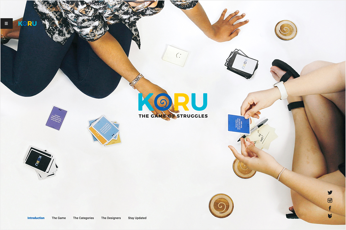 koru game of struggles mental health social design community game card game board game discussion Fun