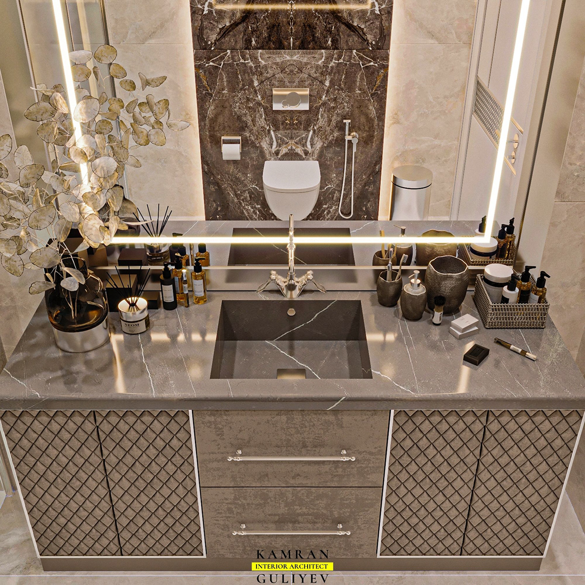 bathroom interior design  visualization 3ds max archviz CGI Render corona modern baku