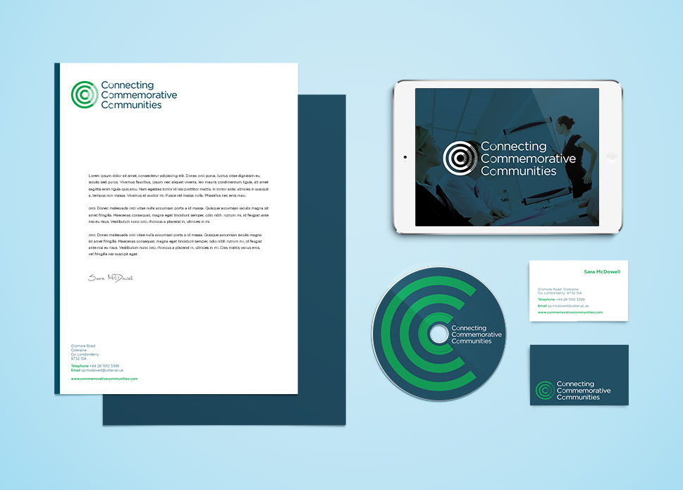 community ccc networking logo brand green comp slips letterheads Business Cards Stationery blue