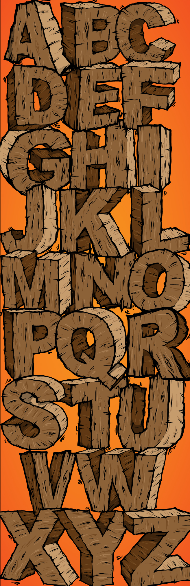 vector wood alphabet letters