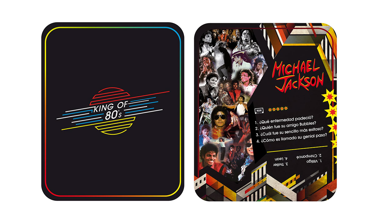 product game 80's rock artists geometric Retro 80's music rock n roll madonna Michael Jackson pop illustrations package
