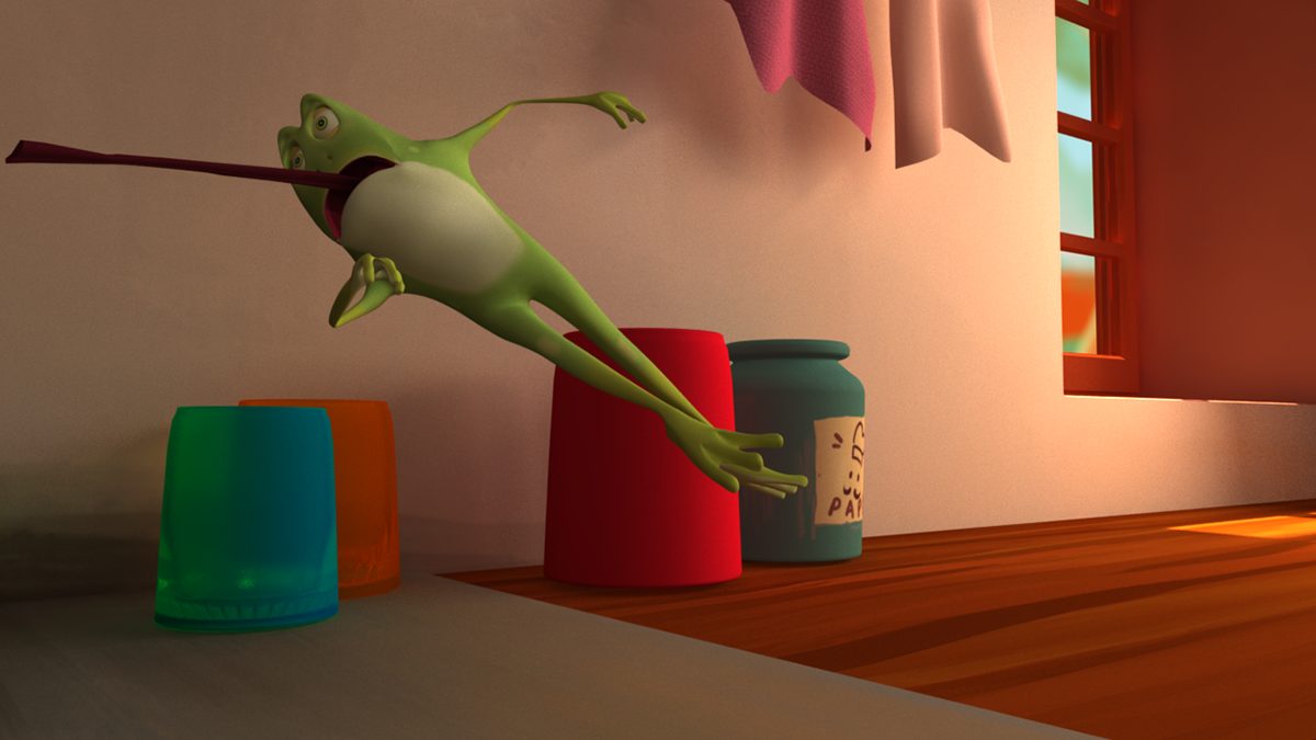 animation  design frog 3D cartoon fire kitchen movie Character Maya