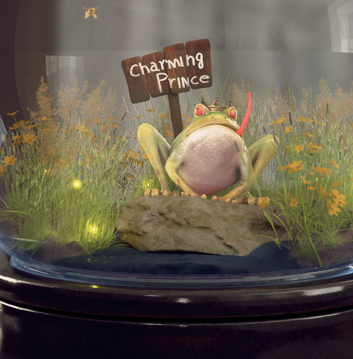 Zbrush 3D Render 3ds max vray CGI frog prince charming Interior