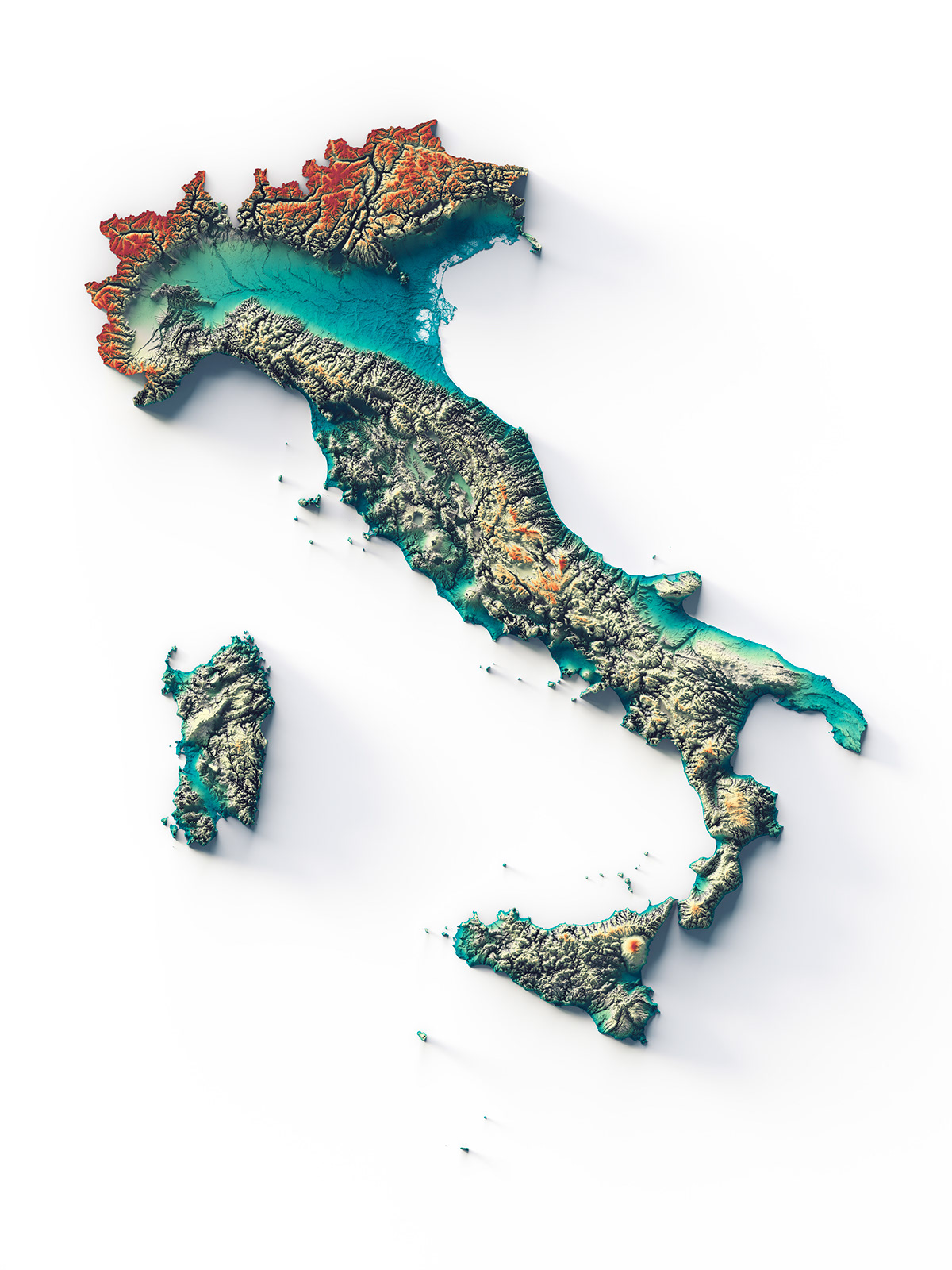 3d map cartography data visualization Digital Art  Geography Italy map design maps Nature Poster Design