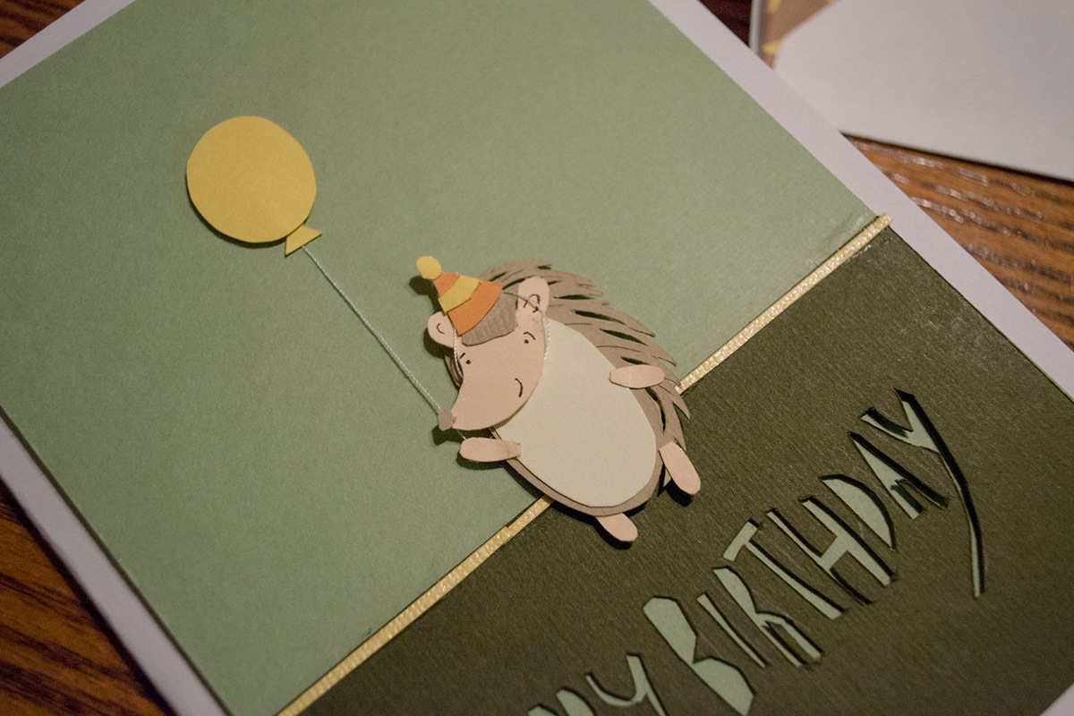 card Birthday paper paper cut out Hedgehog balloon cut paper animal children's
