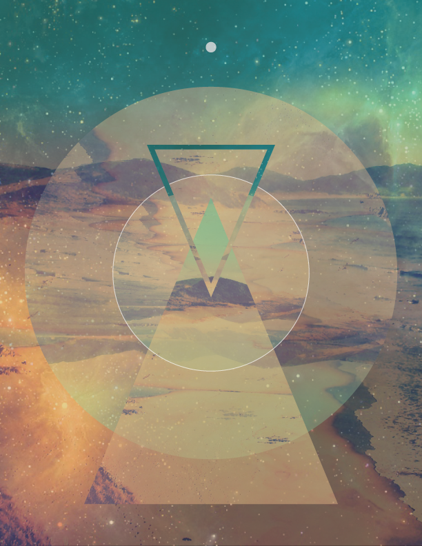 Geometric Shapes celestial abstract Triangles double exposure album cover
