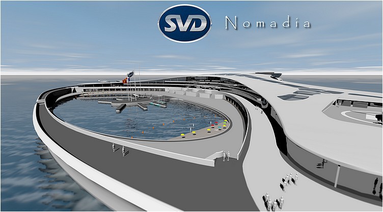 Nomadia Island yacht giant floating sea Ocean luxury Innovative next concept Leisure Travel wave