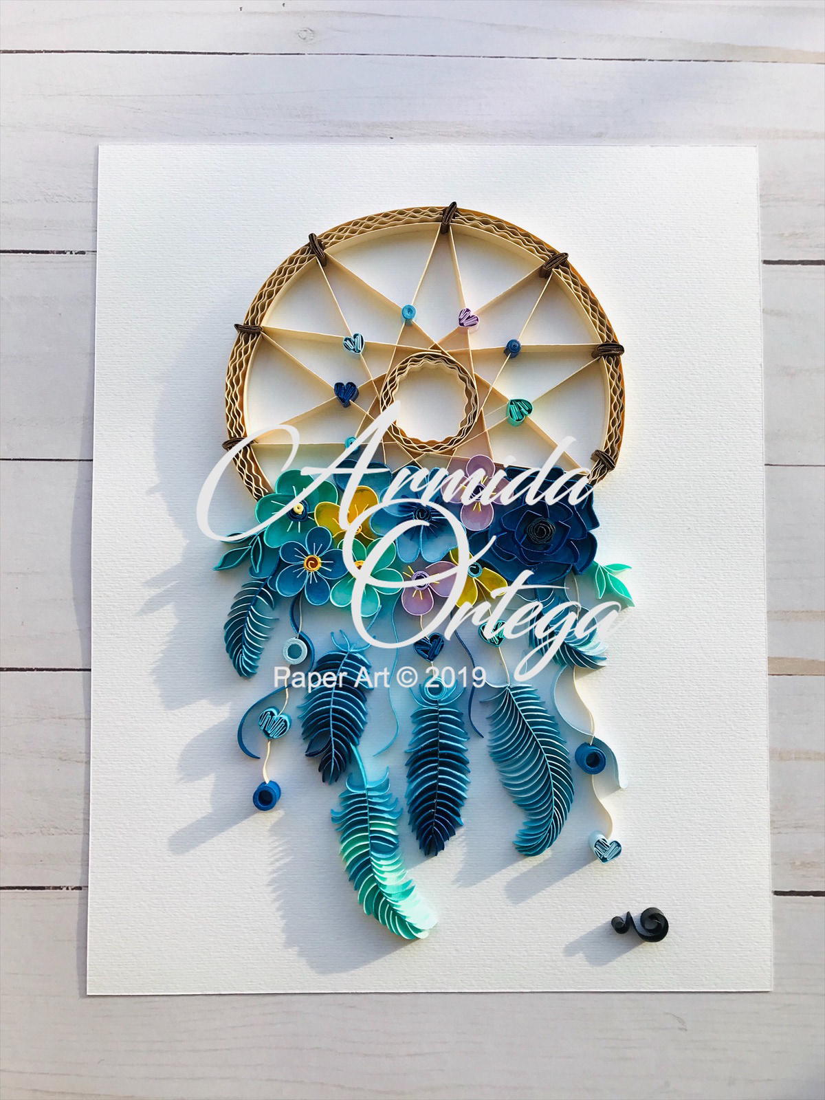 blue Dream Catcher feathers paperart quilling quilling dream catcher quilling flowers