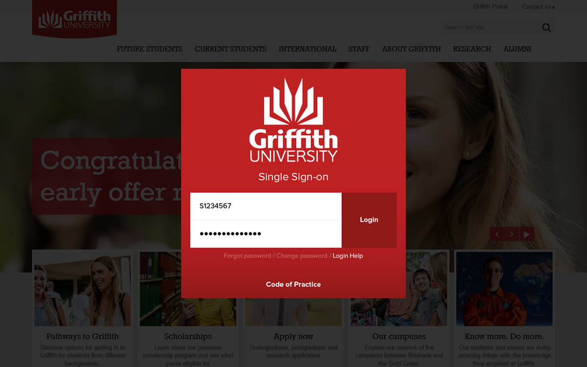 Unsolicited redesign login University flat