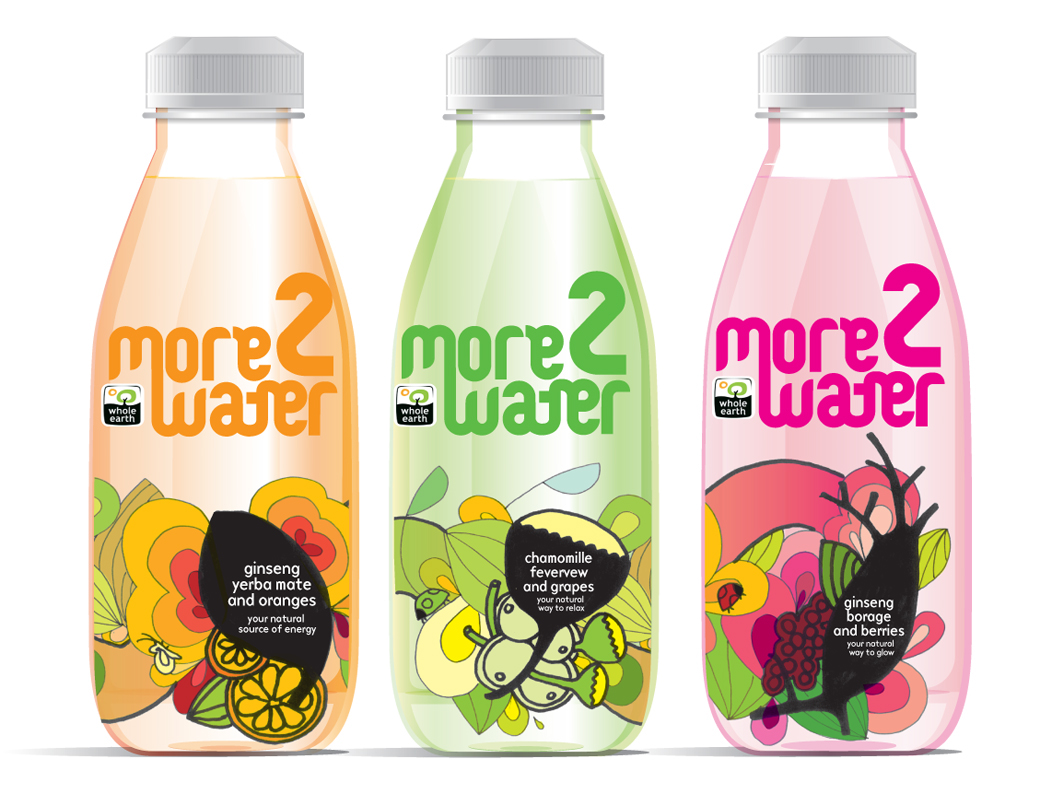 Adobe Portfolio Herbal Water more2water water bottle Packaging fruits herbs natural whole earth