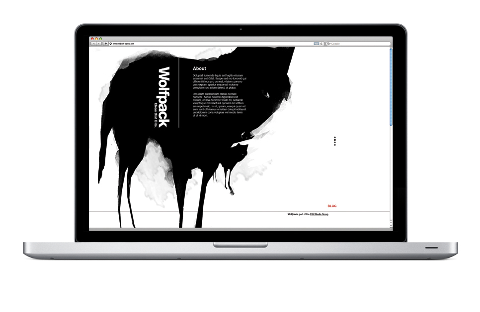 wolf ink ink splat Website Parralax parallaxing black and white hand drawn graphical parallax