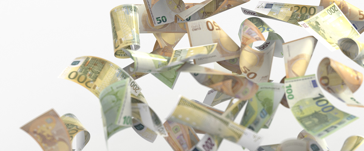 3D animation  Banknote cash euro rendering