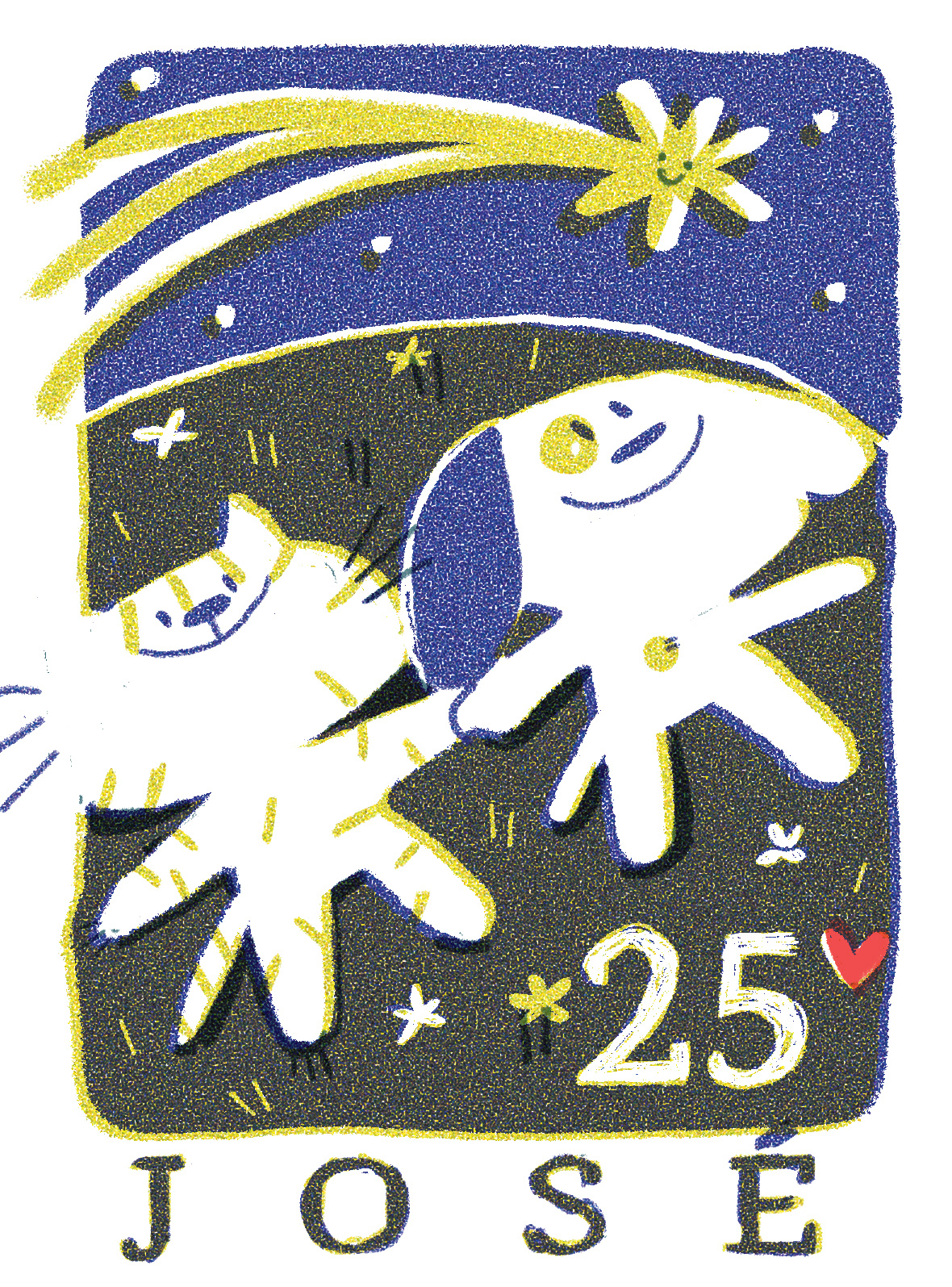 Birthday Cat Digital Art  dog friends friendship ILLUSTRATION  postmark star