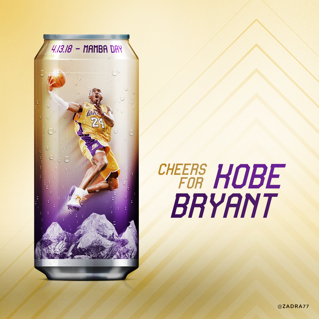 kobe Kobe Bryant Lakers NBA player Packaging beer soda mambaday basketball