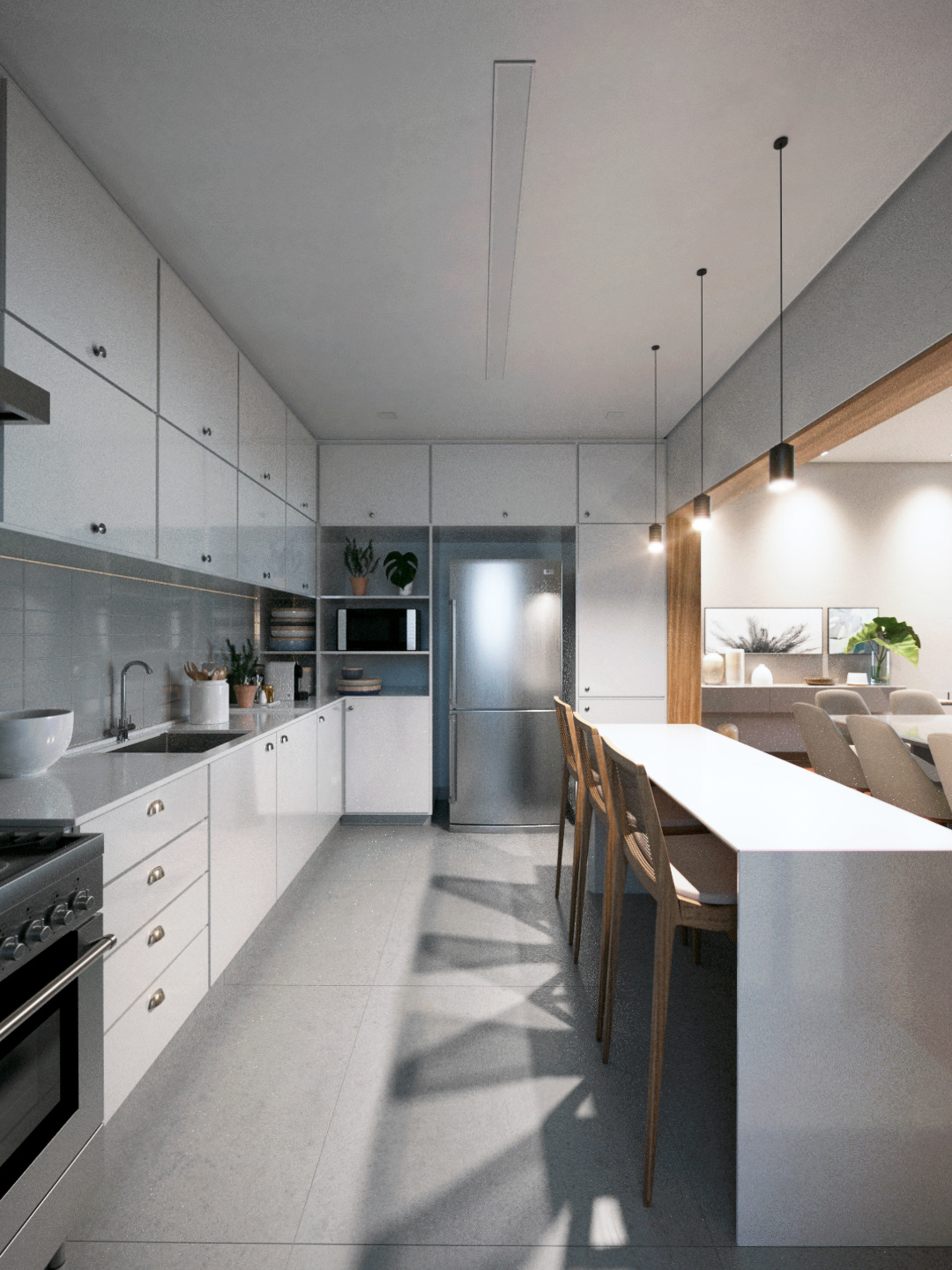design de interiores imagem 3d designer fotorealista photorealism living room kitchen dinner room