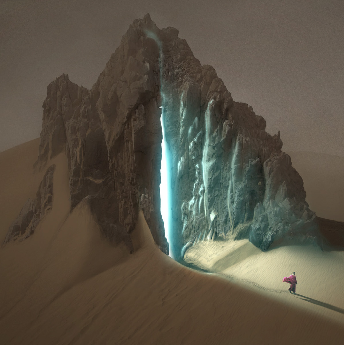 Adobe Portfolio giuseppe parisi Matte Painting Composite desert man alone lonely lone solitary mountain rock Messiah fantasy surreal portal