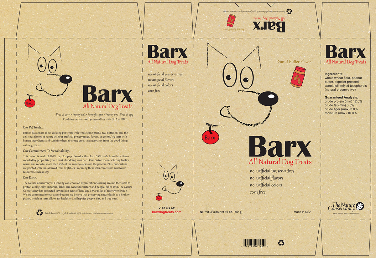 package design  dog treats sustainable packaging Soy Ink recycling peanut butter bacon