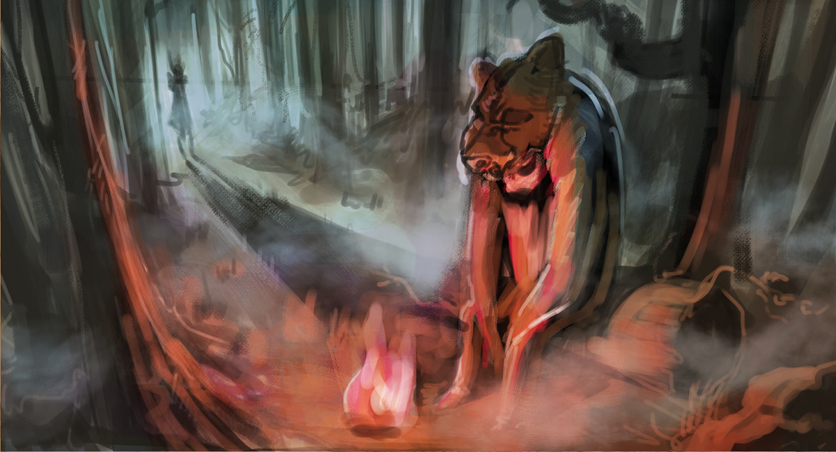 bear skin bearskin devil brothers grimm fairytale Visual Development concept art Character story digital