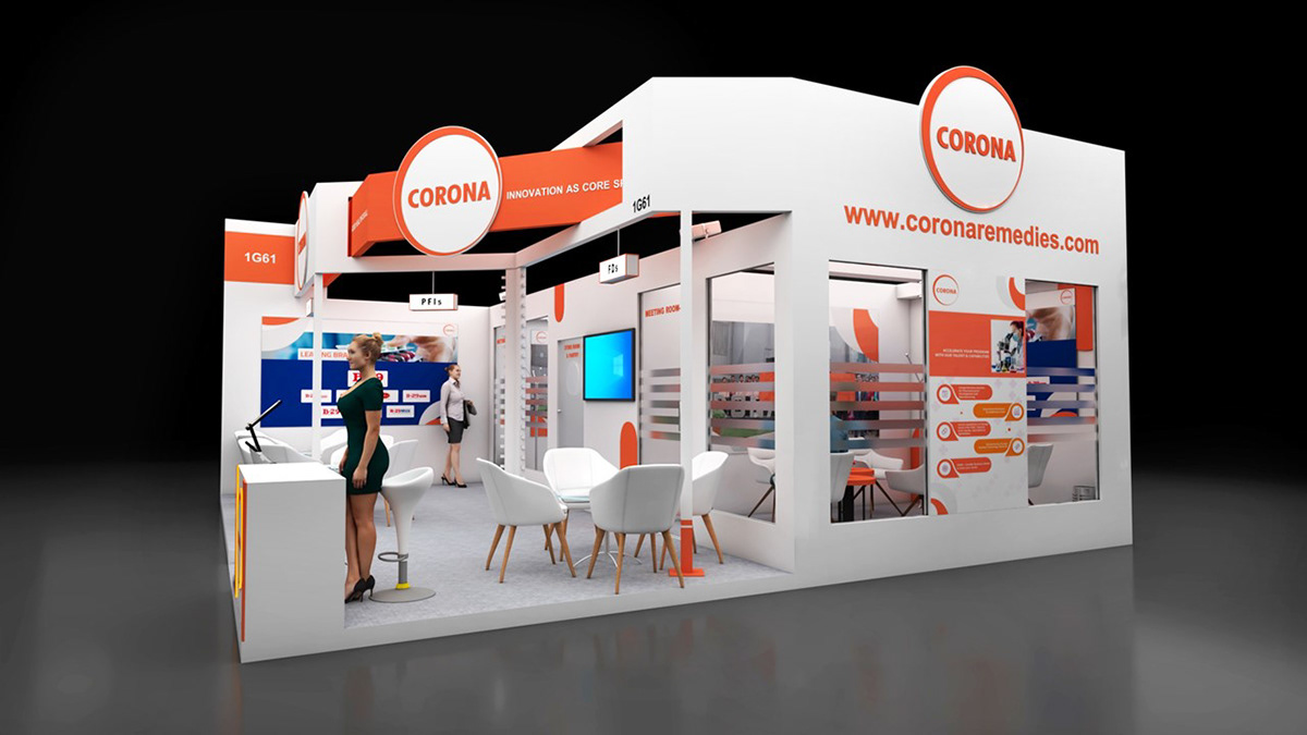 corona exterior Exhibition  stall vray visualization 3ds max CORONA CPHI2023
