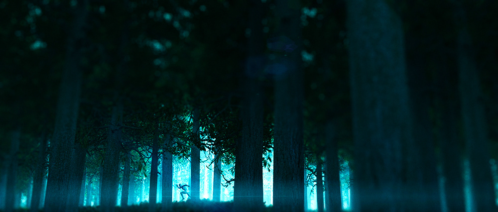 Landscape low key trees vegetation colorfull 3D 3d render vue