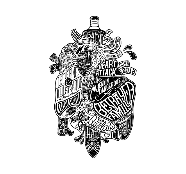 bw type lettering vintage monochrome skull beer heart motorcycle contemporary