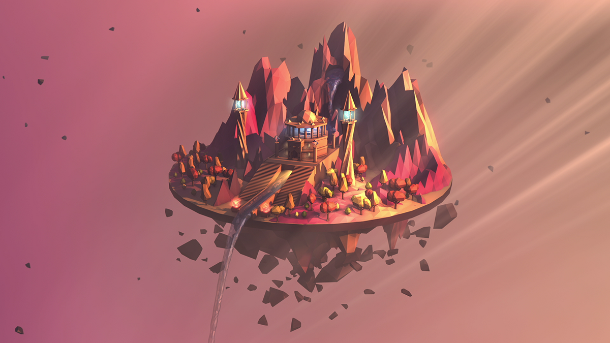 low-poly motion light Magic   Island temple