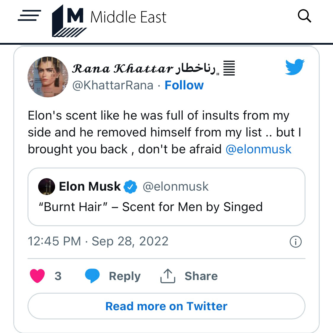 رنا خطار Elon Musk google Mashable Mashable social media perfume Rana Khattar spacex tesla twitter