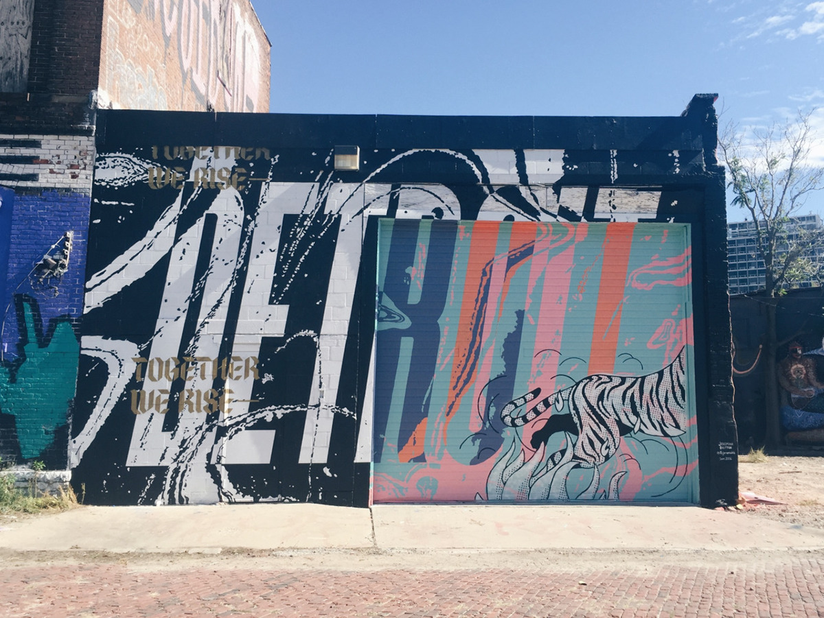 Street Art  Murals Mural art public art type design detroit tiger Marble