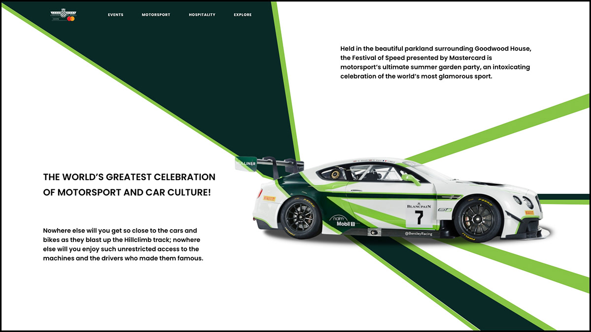 automotive   car goodwood landing page Racing ux/ui Web Design 