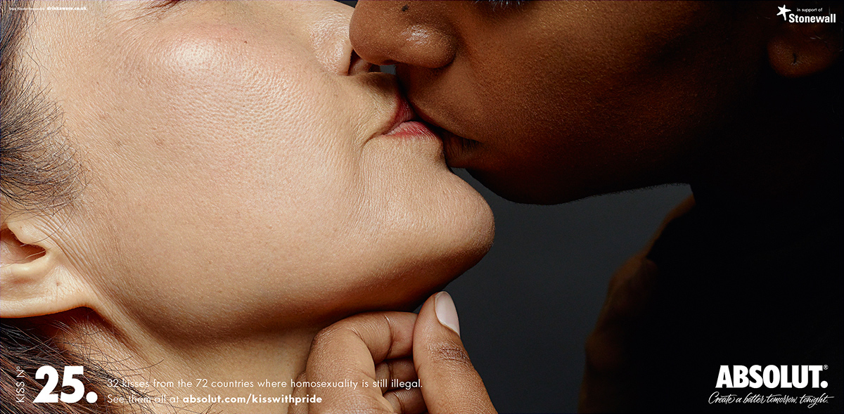 absolut kiss LGBT legtq Advertising  Photography  art direction 