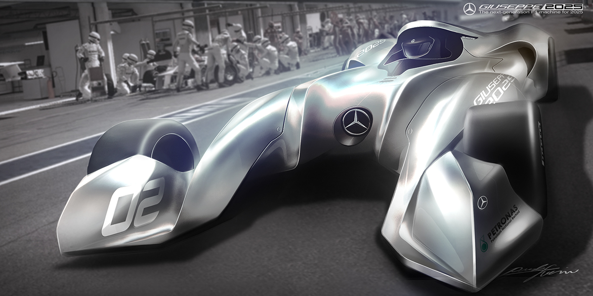 f1 design Mercedes Benz F1 Benz speed sketch machine silver car design rendering automotive  