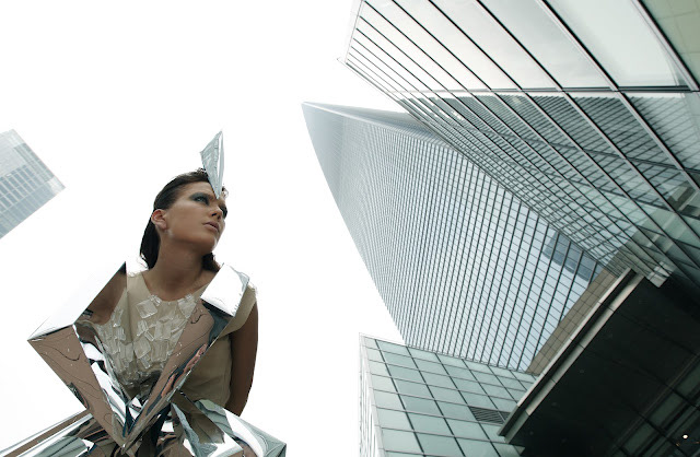Baiba Ladiga conceptual crystallized dress fashion design Mandy Wong mirrors shanghai skyscraper styling  WFC Yocky Zhang