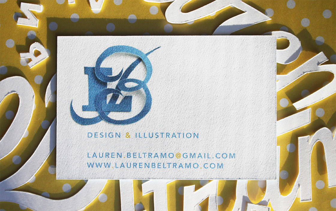 Handlettering logo monogram Business Cards dimensional cut paper