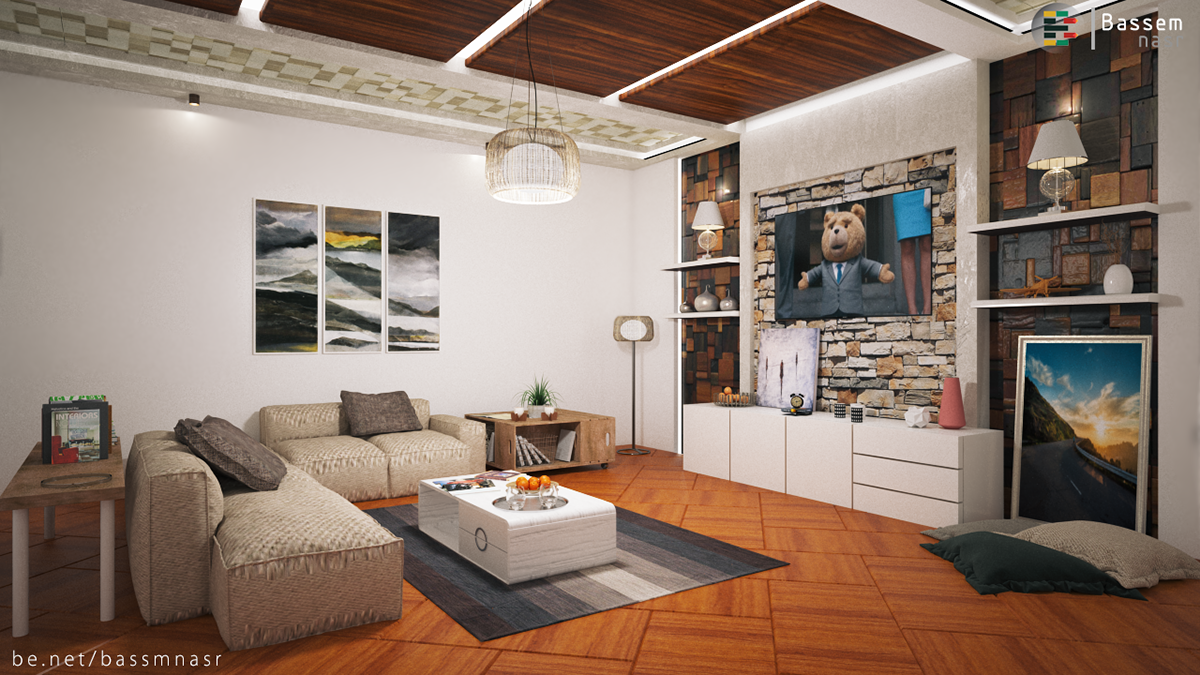 MAX design modern room furniture Render Interior art
