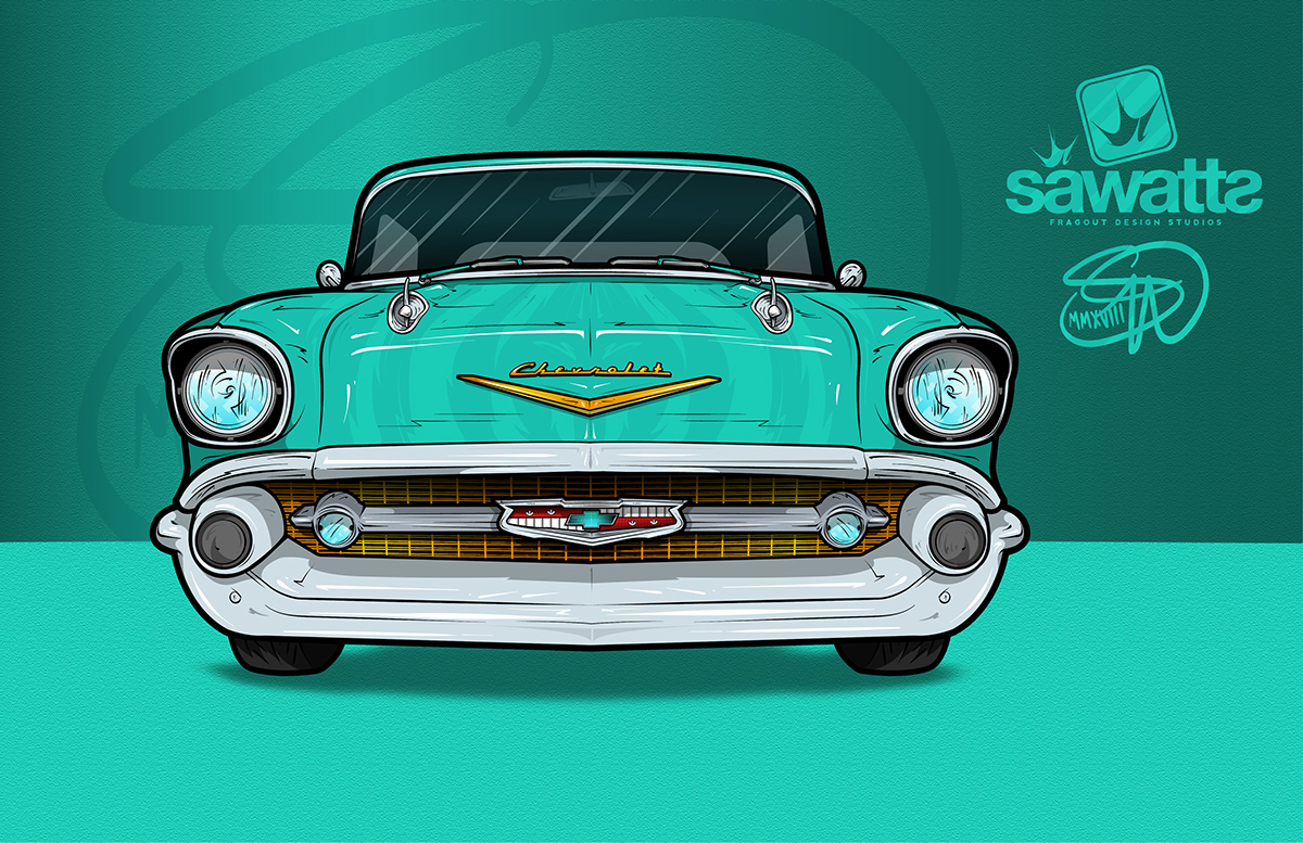 Classic 57' Chevrolet Bel Air Illustration Project on Behanc. 