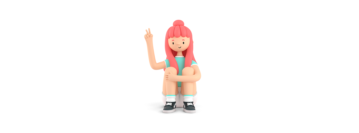 3D c4d characters funny illustrations people