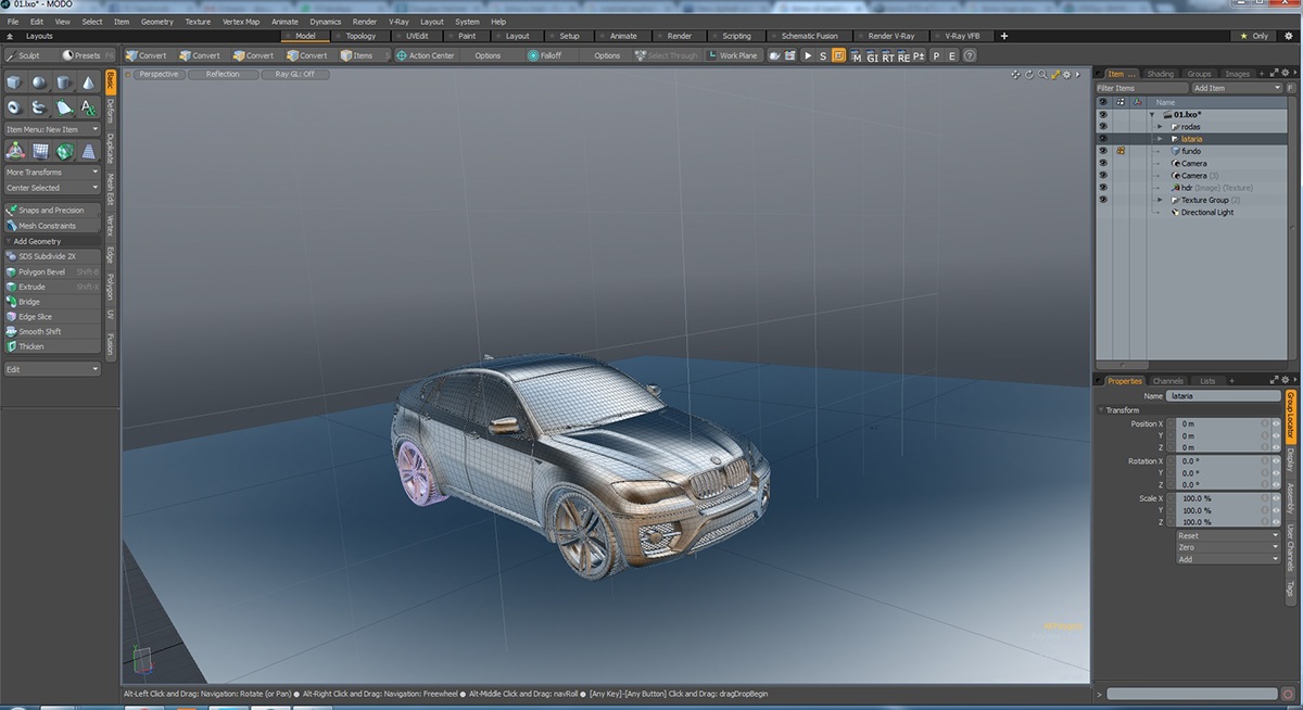 CGI Render 3D BMW x6 clay retouch
