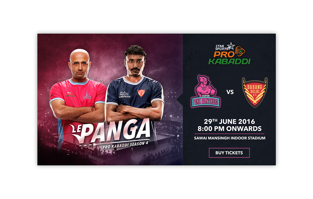 design sport U Mumba dabang delhi Jaipur Pink Panther Web Slidder star sports Pro Kabaddi UI