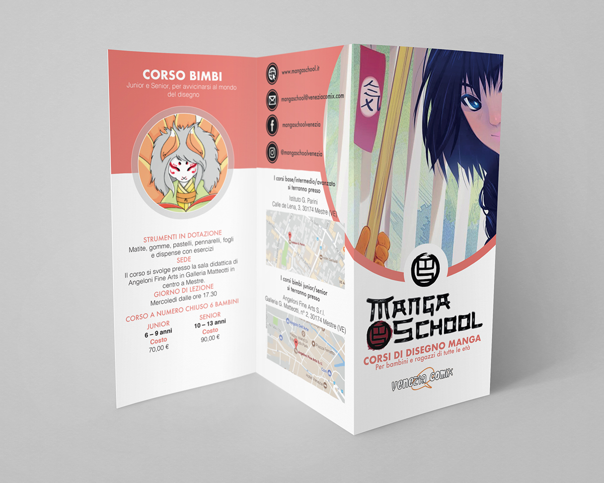 graphic design  graphic banner trifold mangaschool manga venezia comix venezia Venice comic