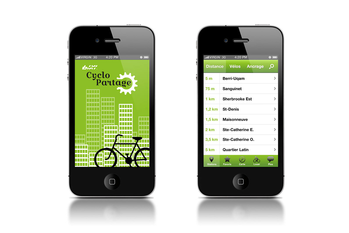 Cyclo Partage vélos application mobile Bixi