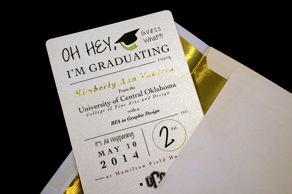 graduation announcements invitations gold foiling Neenah Esse Pearlized graduation