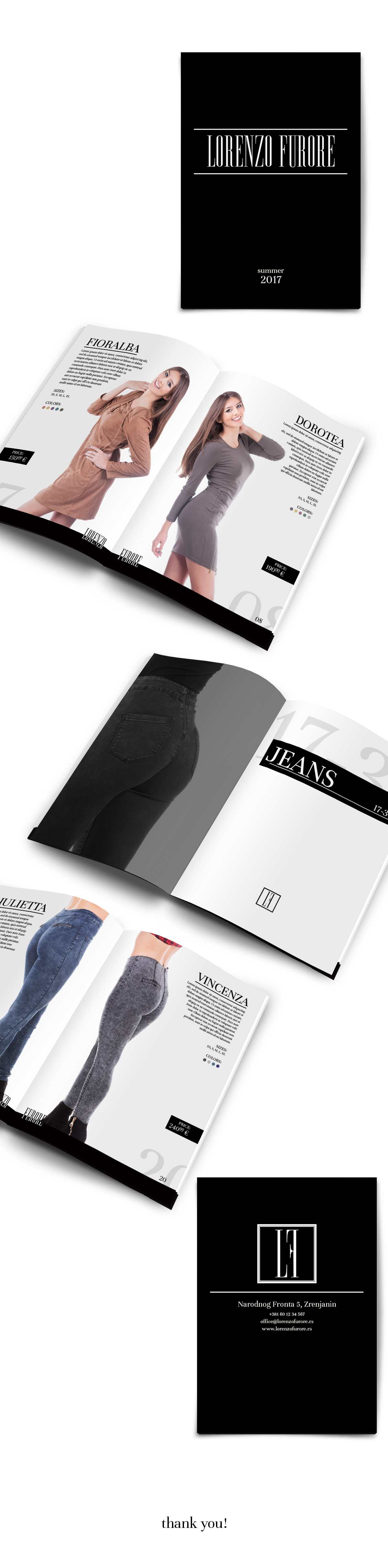 Magazine design catalog clothes black and white italian design