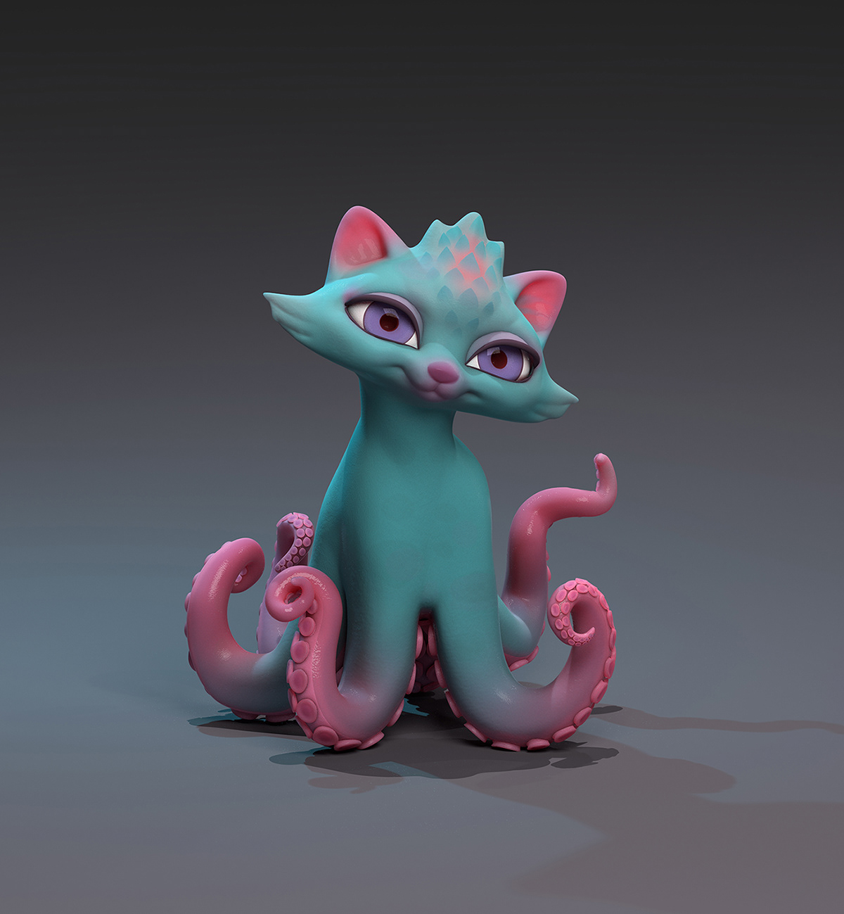 art 3D model Render blender octopus cute Cat creative Sculpt