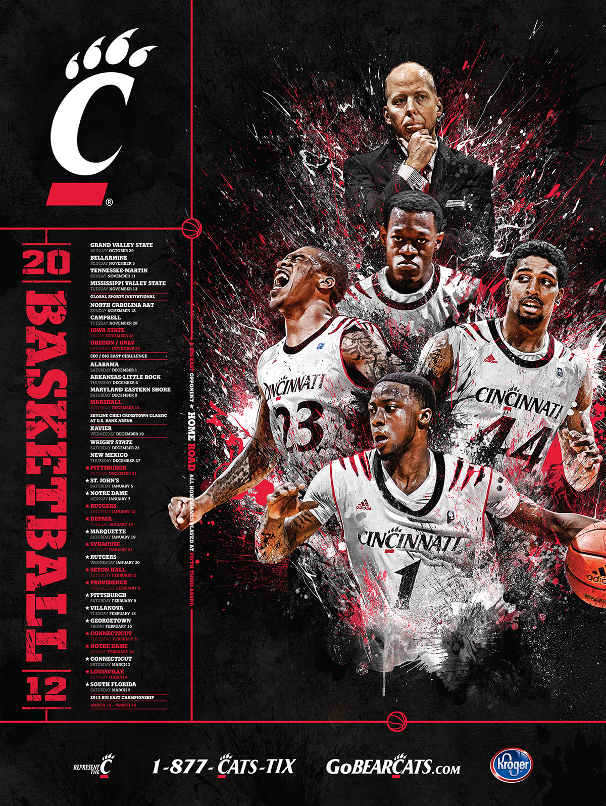 basketball sports poster NCAA photoshop paint cincinnati Bearcats Style expressive type collage soccer golf