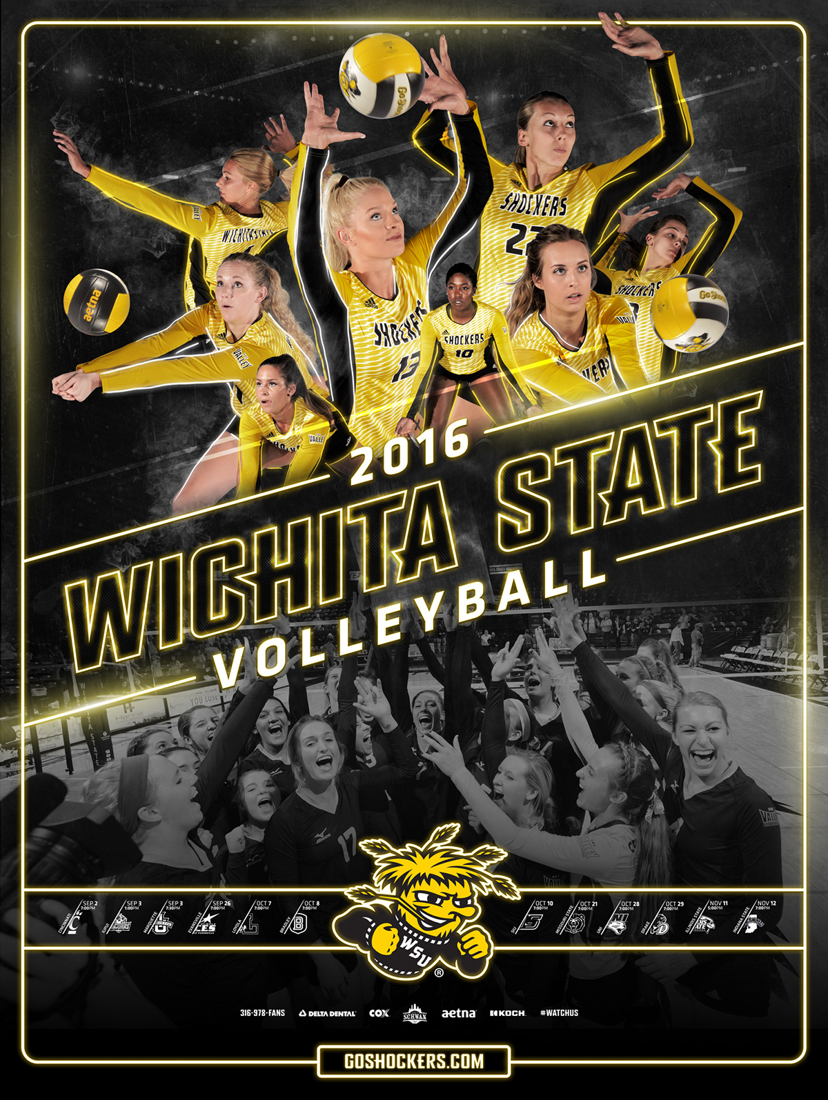graphic design  sports posters WSU Wichita Wichita State University