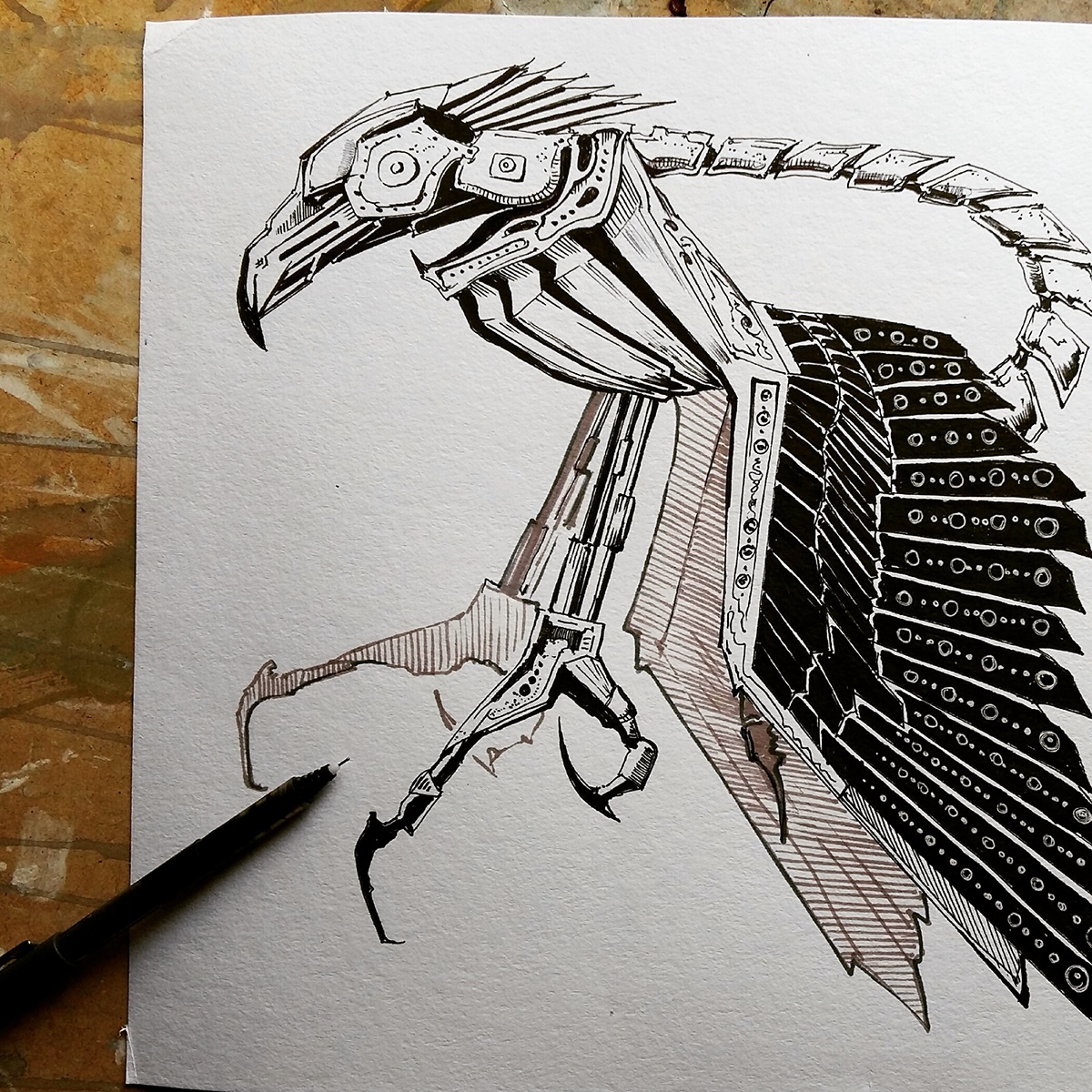 robot eagle ink pen