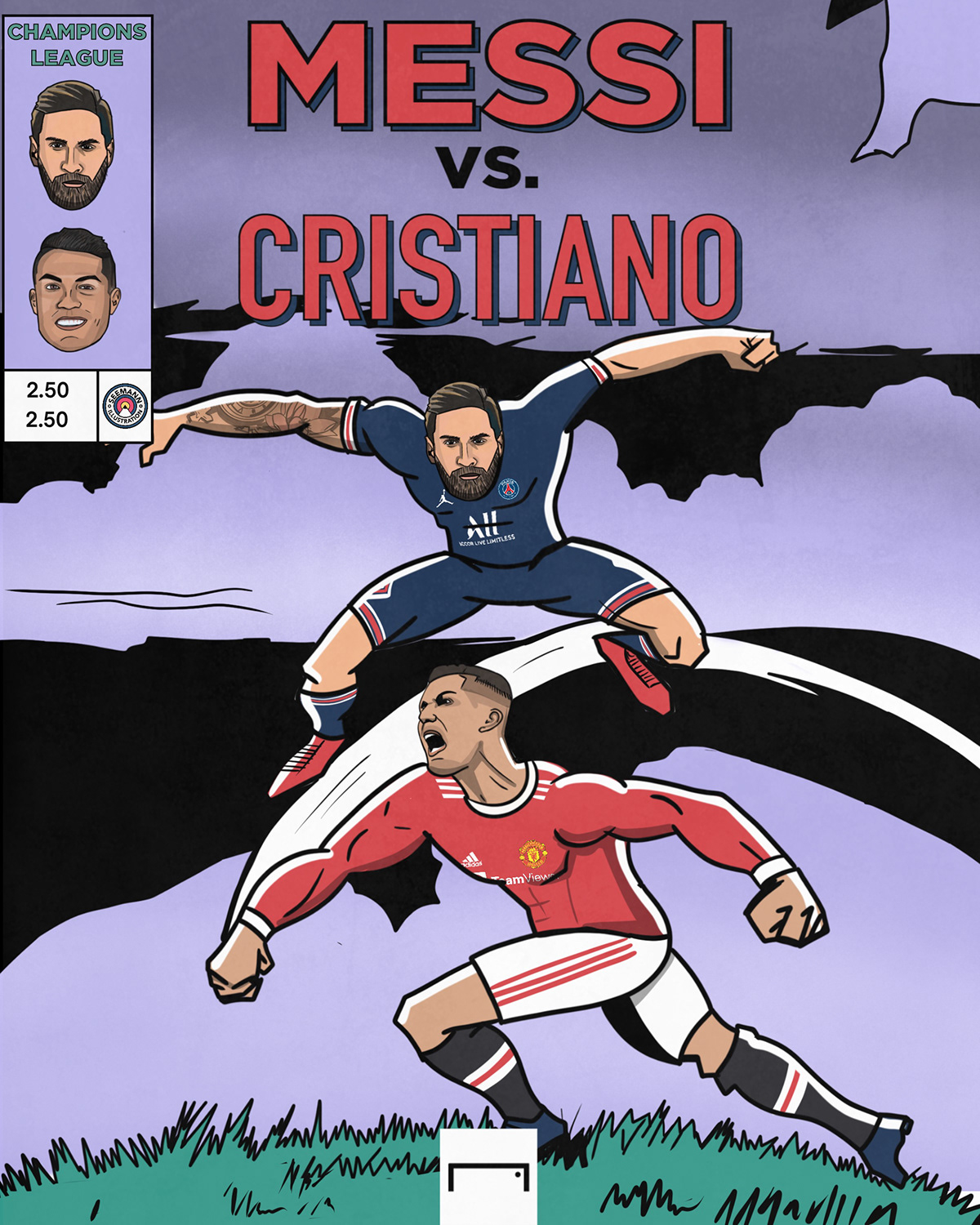 champions league cristiano football goal Haaland ILLUSTRATION  messi Ronaldo soccer sports